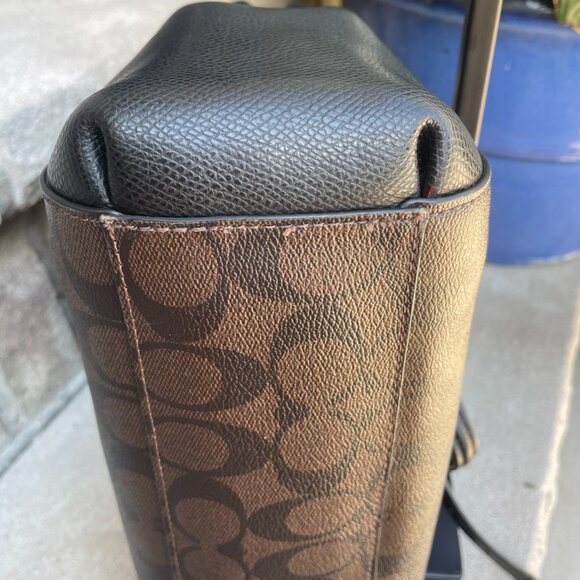 COACH MINETTA SATCHEL CROSSBODY SIGNATURE MONOGRAM WOMEN'S BAG Brown Black - Picture 12 of 16